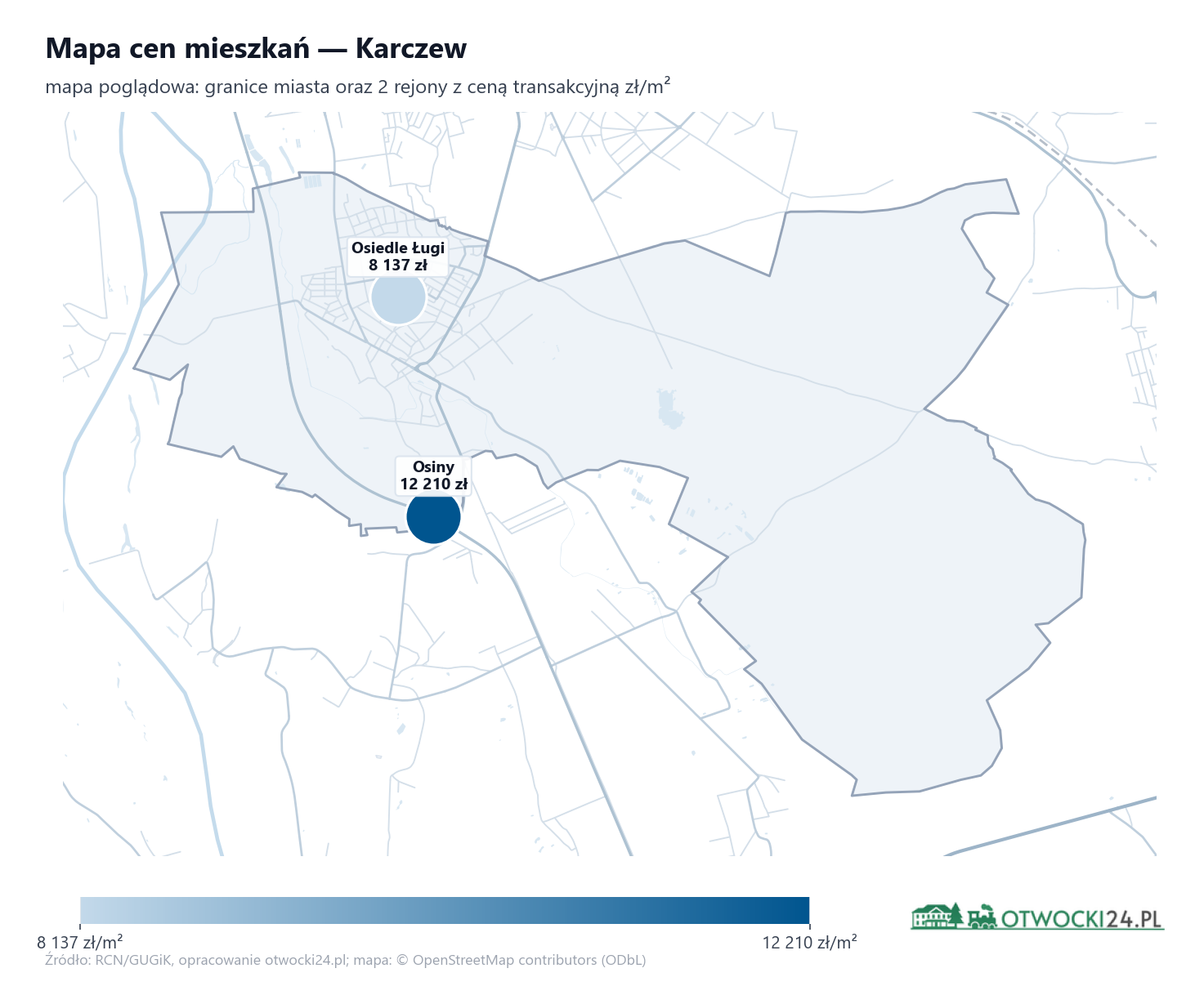 Mapa cen mieszkań - Karczew