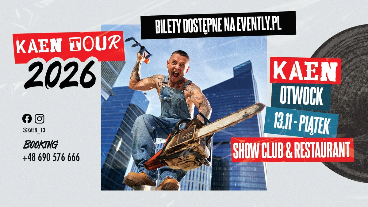 Grafika promocyjna wydarzenia KAEN w Otwocku: koncert i goście