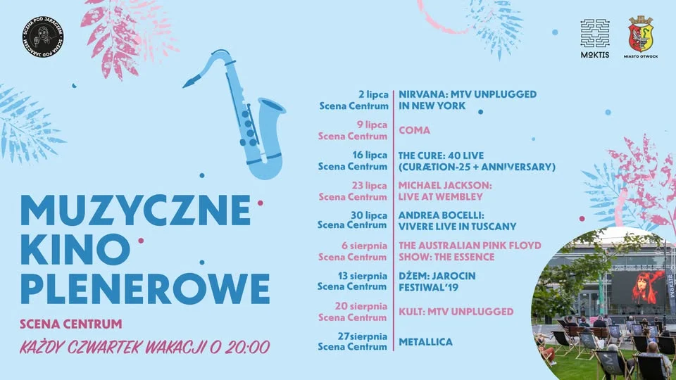 Grafika promocyjna wydarzenia Muzyczne kino plenerowe w Otwocku