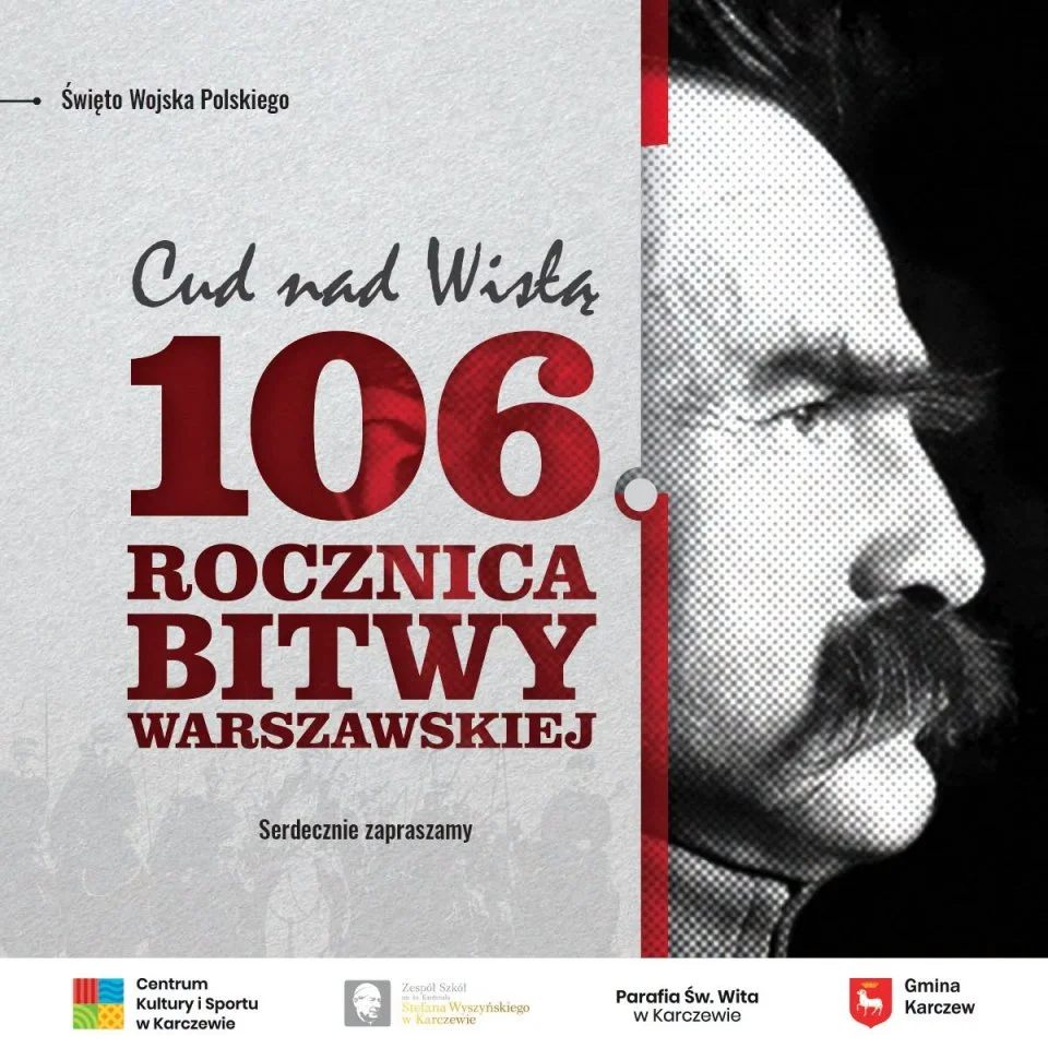 Grafika promocyjna wydarzenia Obchody 106. rocznicy Bitwy Warszawskiej i Święta Wojska Polskiego