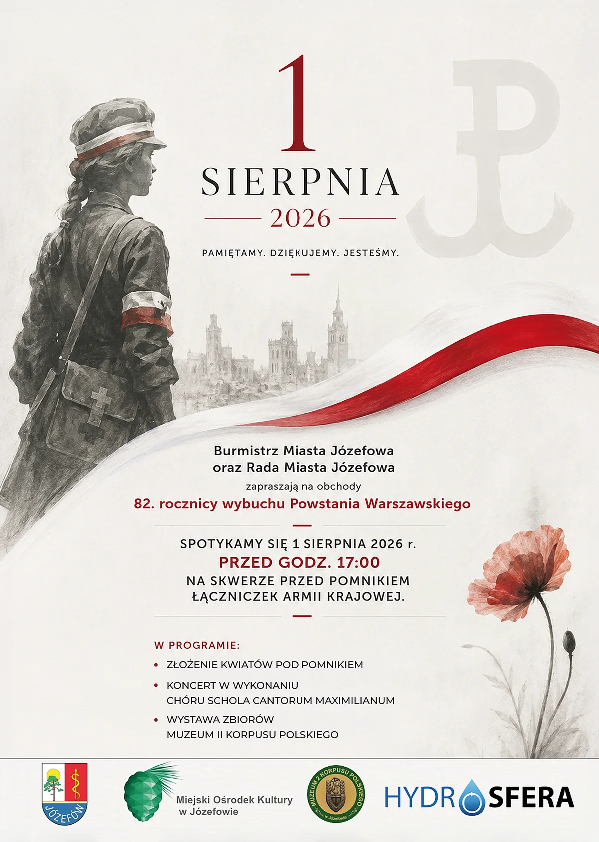 Grafika promocyjna wydarzenia Józefów uczci pamięć bohaterów Powstania Warszawskiego