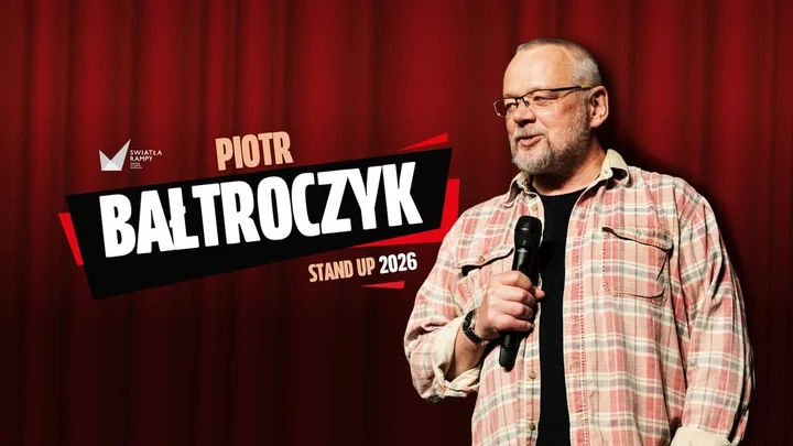 Grafika promocyjna wydarzenia Piotr Bałtroczyk – stand‑up w Otwocku (9 marca 2026)