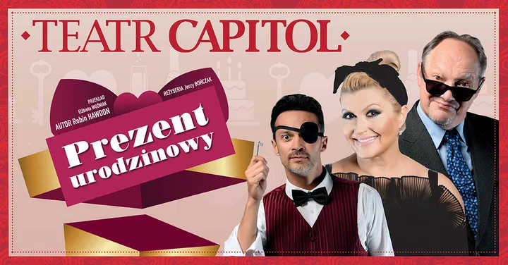 Grafika promocyjna wydarzenia Prezent urodzinowy w Otwocku — farsowa komedia z gwiazdorską obsadą
