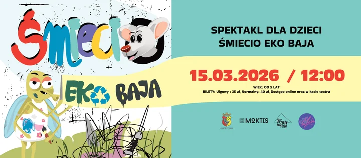 Grafika promocyjna wydarzenia Śmiecio Eko Baja — rodzinny spektakl o segregacji śmieci
