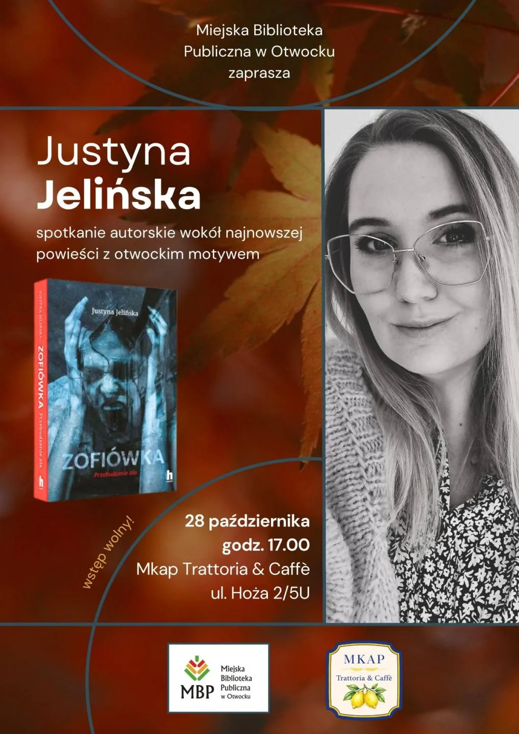 Grafika promocyjna wydarzenia Spotkanie autorskie z Justyną Jelińską