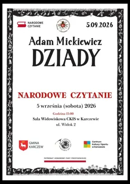 Grafika promocyjna wydarzenia Narodowe Czytanie 2026 w Karczewie