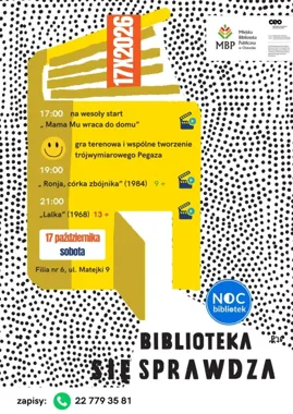Grafika promocyjna wydarzenia Noc Bibliotek w Filii nr 6