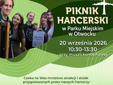 Grafika promocyjna wydarzenia Piknik harcerski z okazji 70-lecia Hufca ZHP Otwock