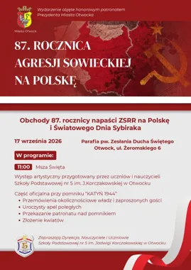 Grafika promocyjna wydarzenia Uroczystości patriotyczne z okazji 87. rocznicy agresji sowieckiej na Polskę i Światowego Dnia Sybiraka