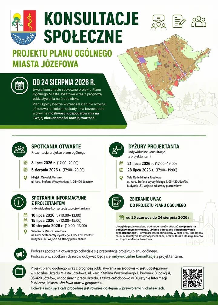 Plan ogólny Józefowa z dłuższym terminem. Mieszkańcy mogą zgłaszać uwagi