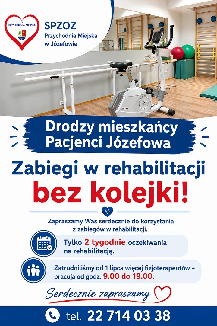 Rehabilitacja w Józefowie z miejską dopłatą. Przychodnia wydłużyła godziny