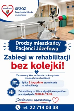 Rehabilitacja w Józefowie z miejską dopłatą. Przychodnia wydłużyła godziny