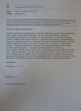 Niespodziewane podziękowania spłynęły do otwockiej drogówki