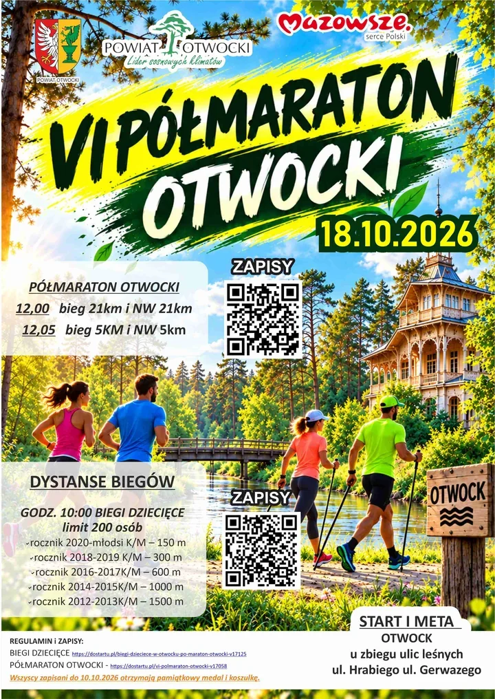 VI Półmaraton Otwocki połączy biegaczy, dzieci i zawodników Nordic Walking